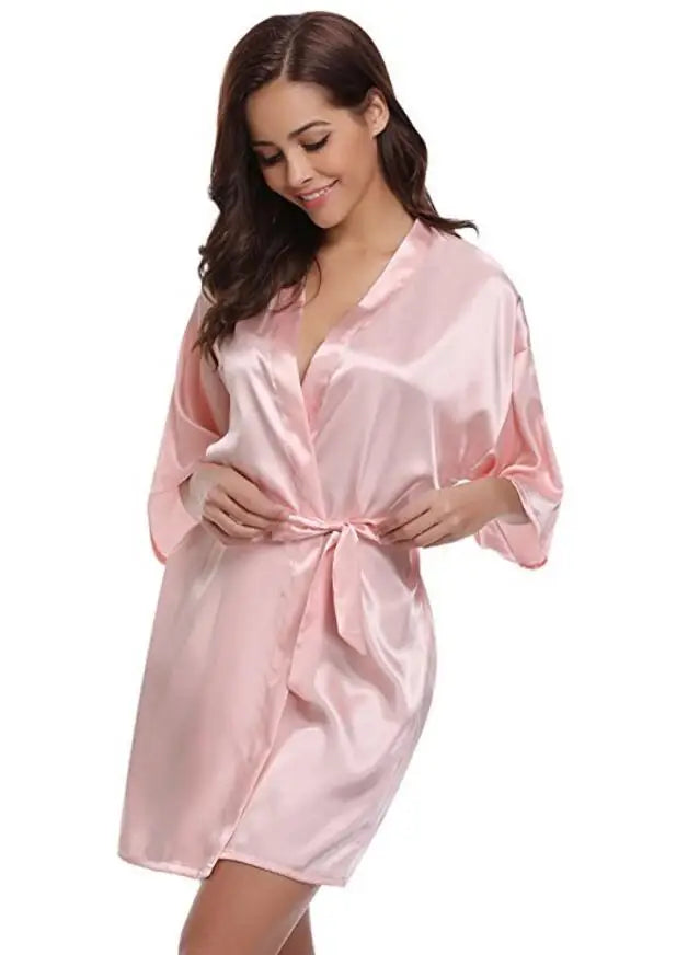 Kurzer Kimono-Bademantel leicht mit verstellbarem Bindewaist