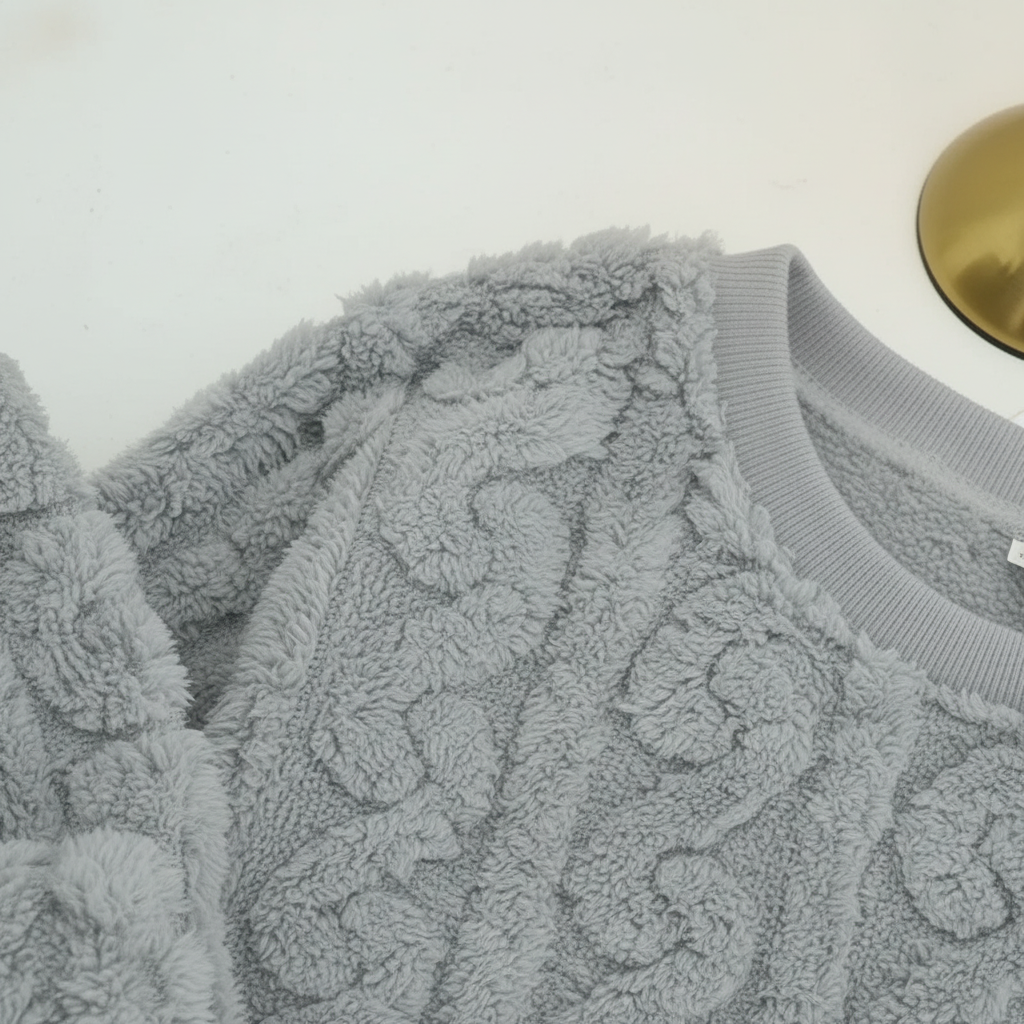 Plüschiges Pyjama-Set mit Langarm und floralem Muster