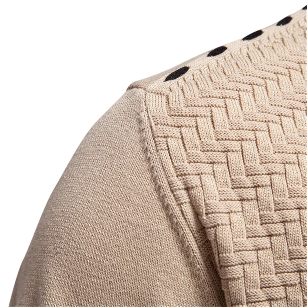 Herren Strickjacke V-Ausschnitt Knopfleiste strukturiertes Vorderteil