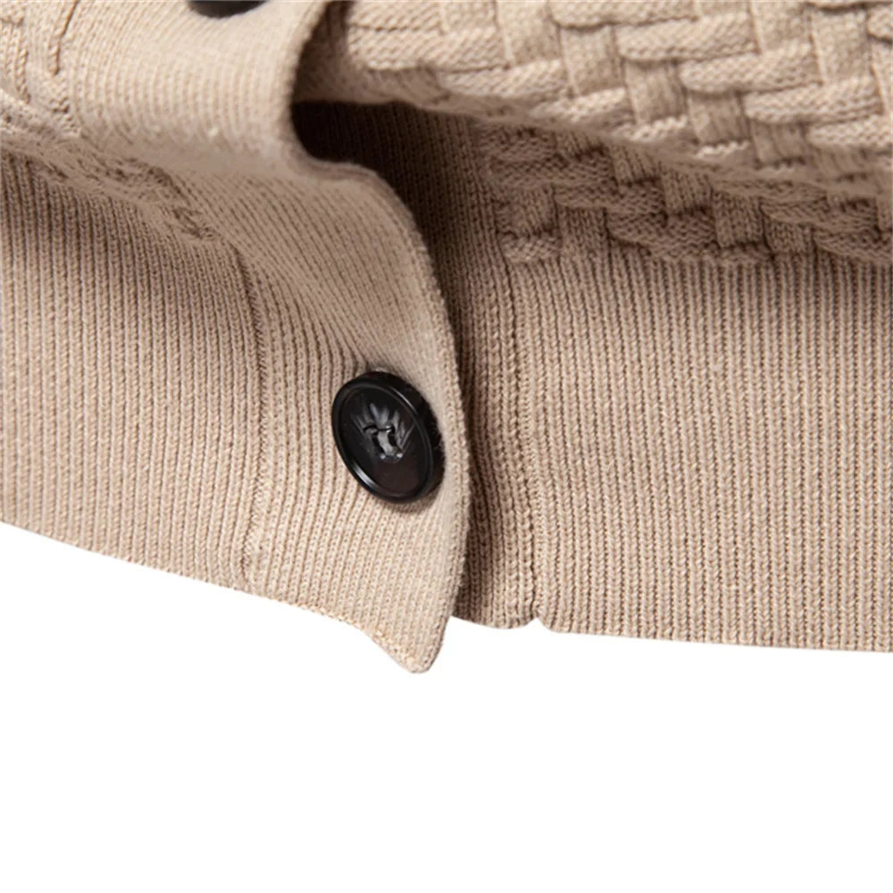 Herren Strickjacke V-Ausschnitt Knopfleiste strukturiertes Vorderteil