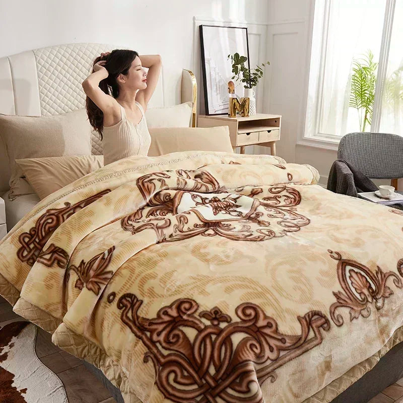 Plüsch-Kuscheldecke Raschel zweiseitig elegant warm