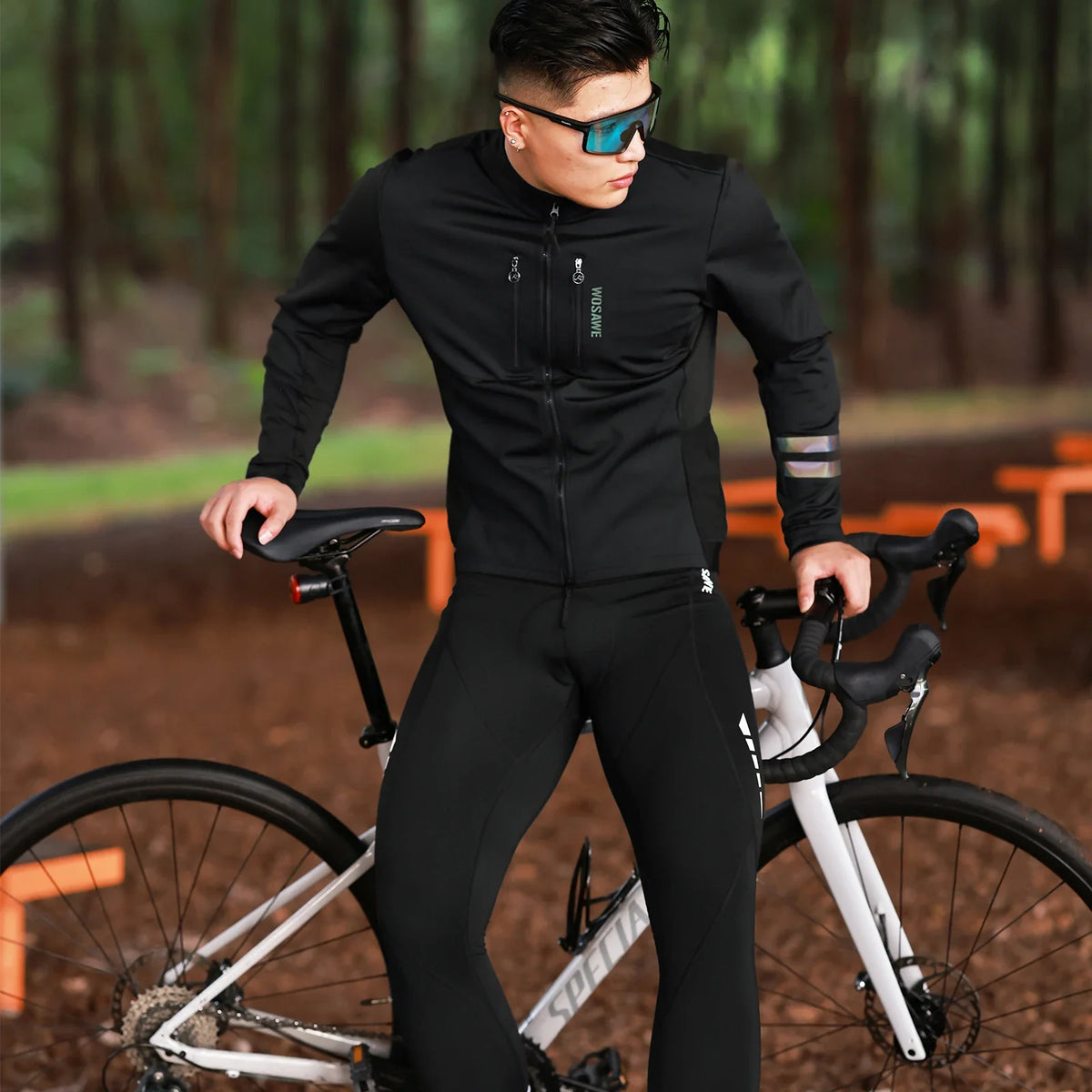 Herren Thermische Radsport-Jacke winddicht isoliert reflektierend