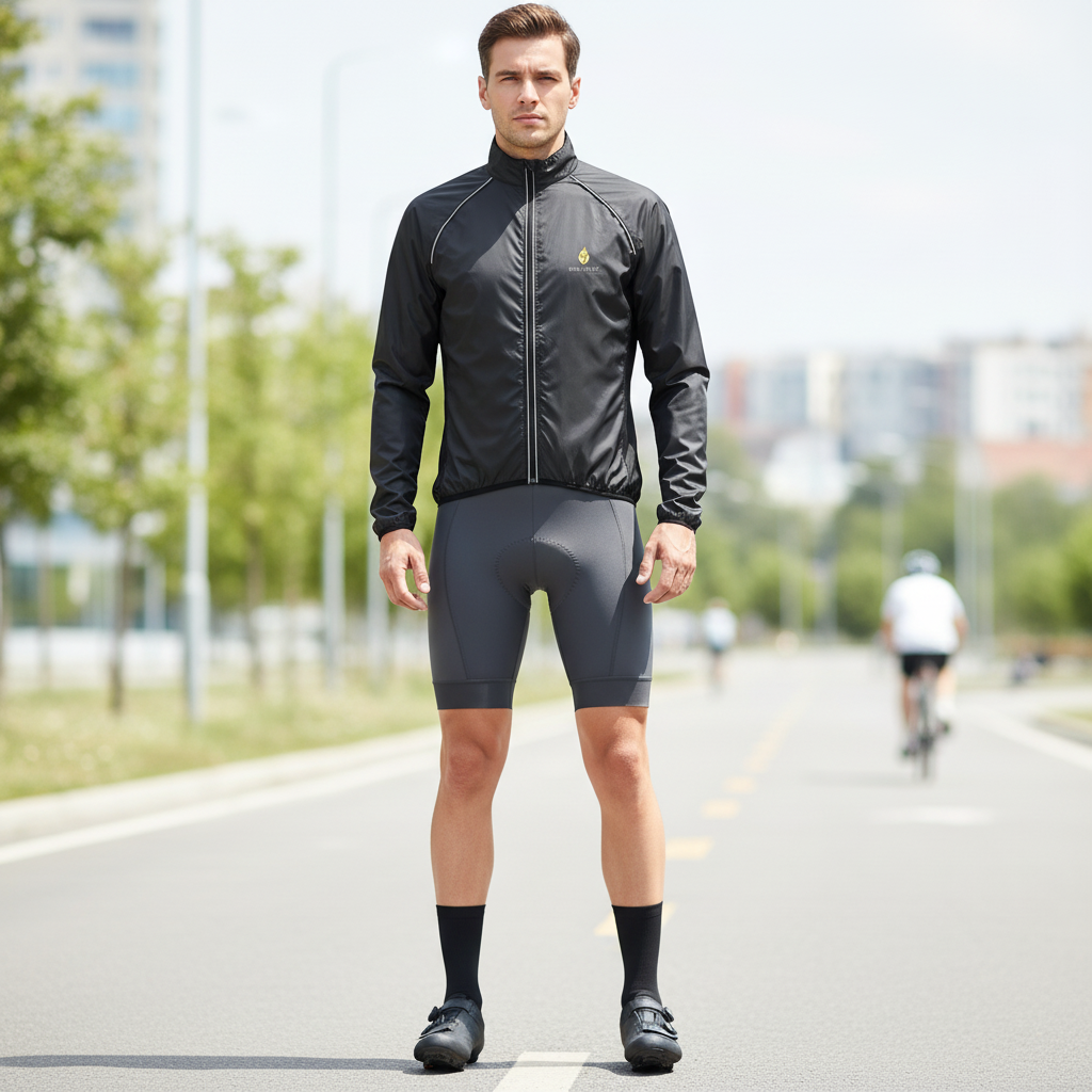 Herren-Radjacke Langarm windundurchlässig reflektierend atmungsaktiv