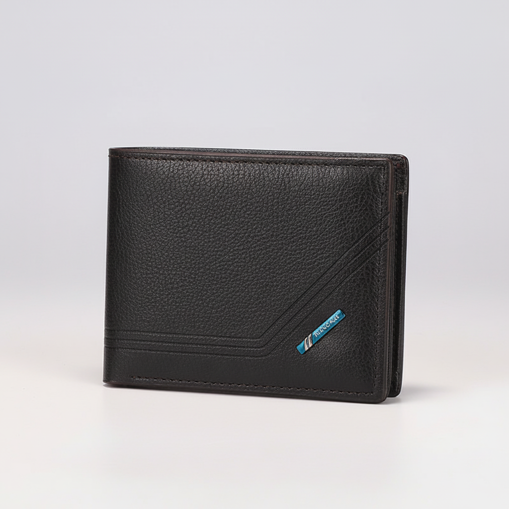 Kompakte Bifold-Geldbörse schlankes Kartenfach geometrisches Nahtdesign