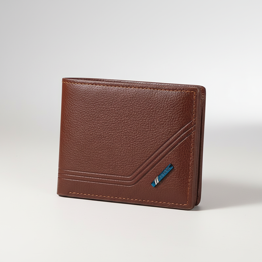 Kompakte Bifold-Geldbörse schlankes Kartenfach geometrisches Nahtdesign