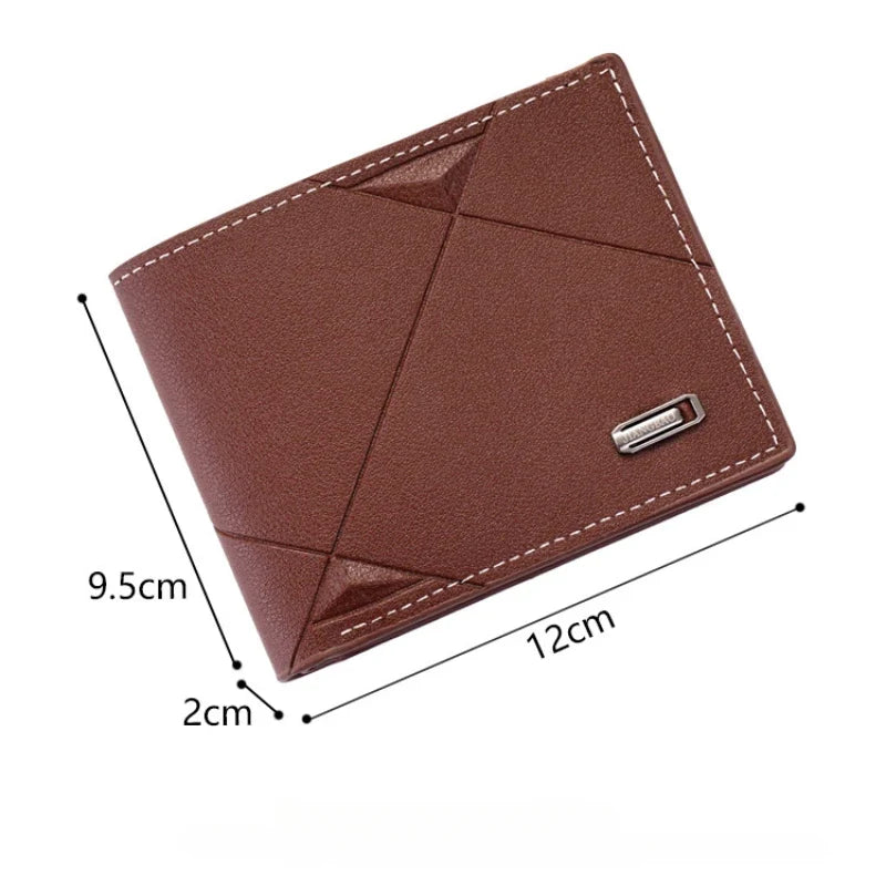 Kompakte Bifold-Geldbörse schlankes Kartenfach geometrisches Nahtdesign