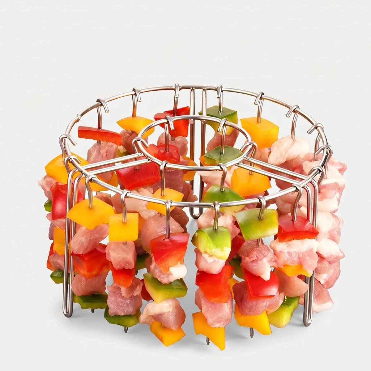 Vertikales Spiesser-Grillgestell mit Hakenkonstruktion für Heissluftfritteuse