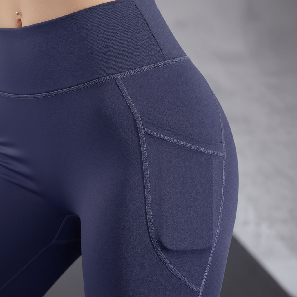 Hochbund-Leggings mit Seitentaschen und Vierwege-Stretch-Strick