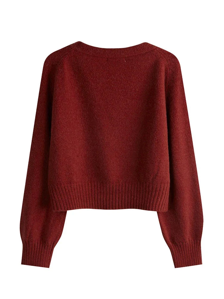 Damen-Cardigan asymmetrisch V-Ausschnitt strukturiertes Strickgewebe