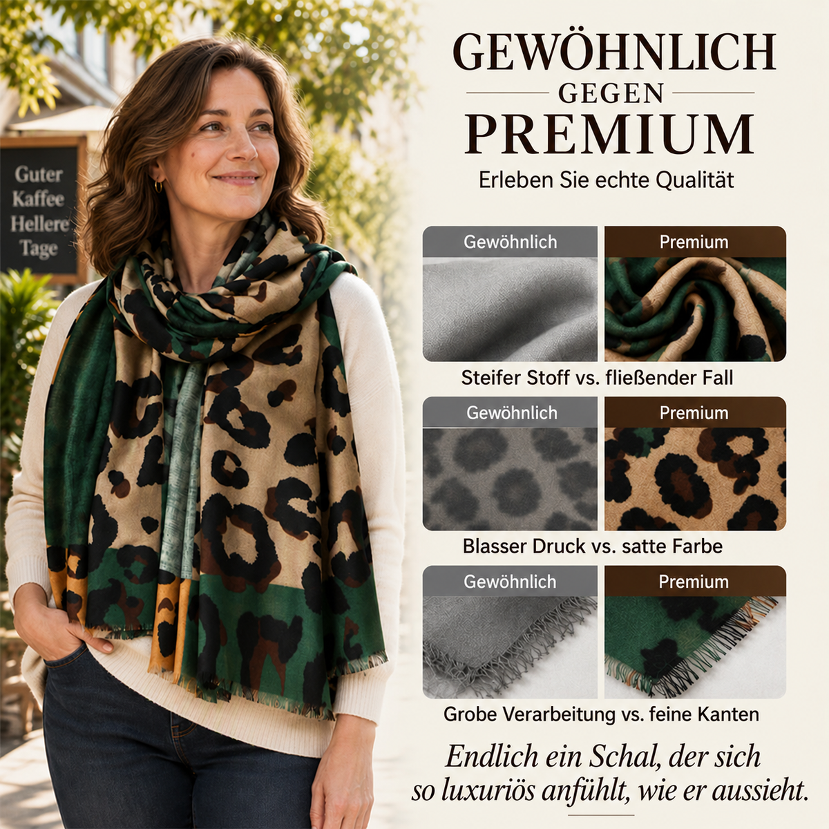 Camp Basel | Vielseitiger leichter Leoparden-Print Schultertuch Schal