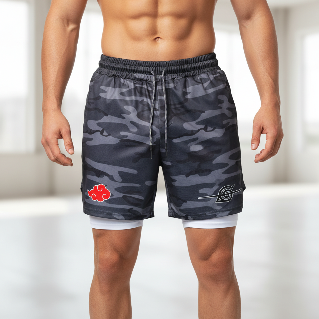 Doppellagige Herren Sportshorts schnelltrocknend atmungsaktiv