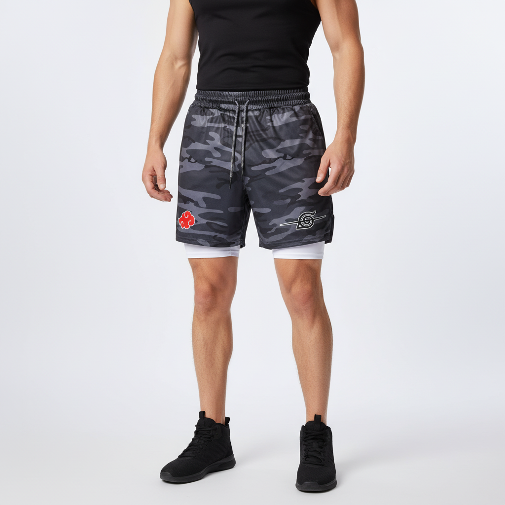 Doppellagige Herren Sportshorts schnelltrocknend atmungsaktiv