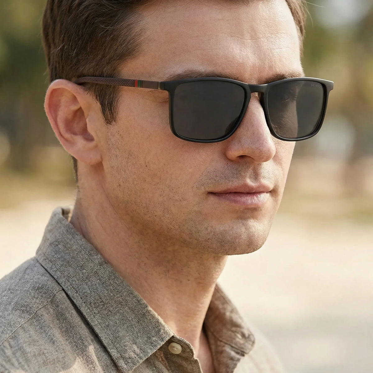 Polarisierte Rechteck-Sonnenbrille mit UV400-Schutz Unisex
