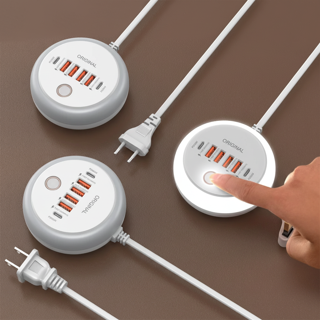 Multiport-USB-Reiseladegerät mit mehreren Anschlüssen zum Schnellladen
