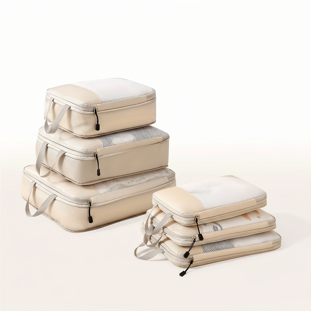 Dreiteiliges Packwürfel-Set Kompressionswürfel Reise Mesh atmungsaktiv