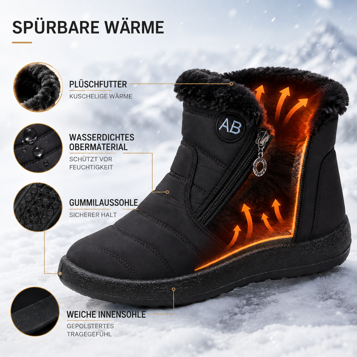 Camp Basel | Wasserdichte Knöchel-Winterstiefel