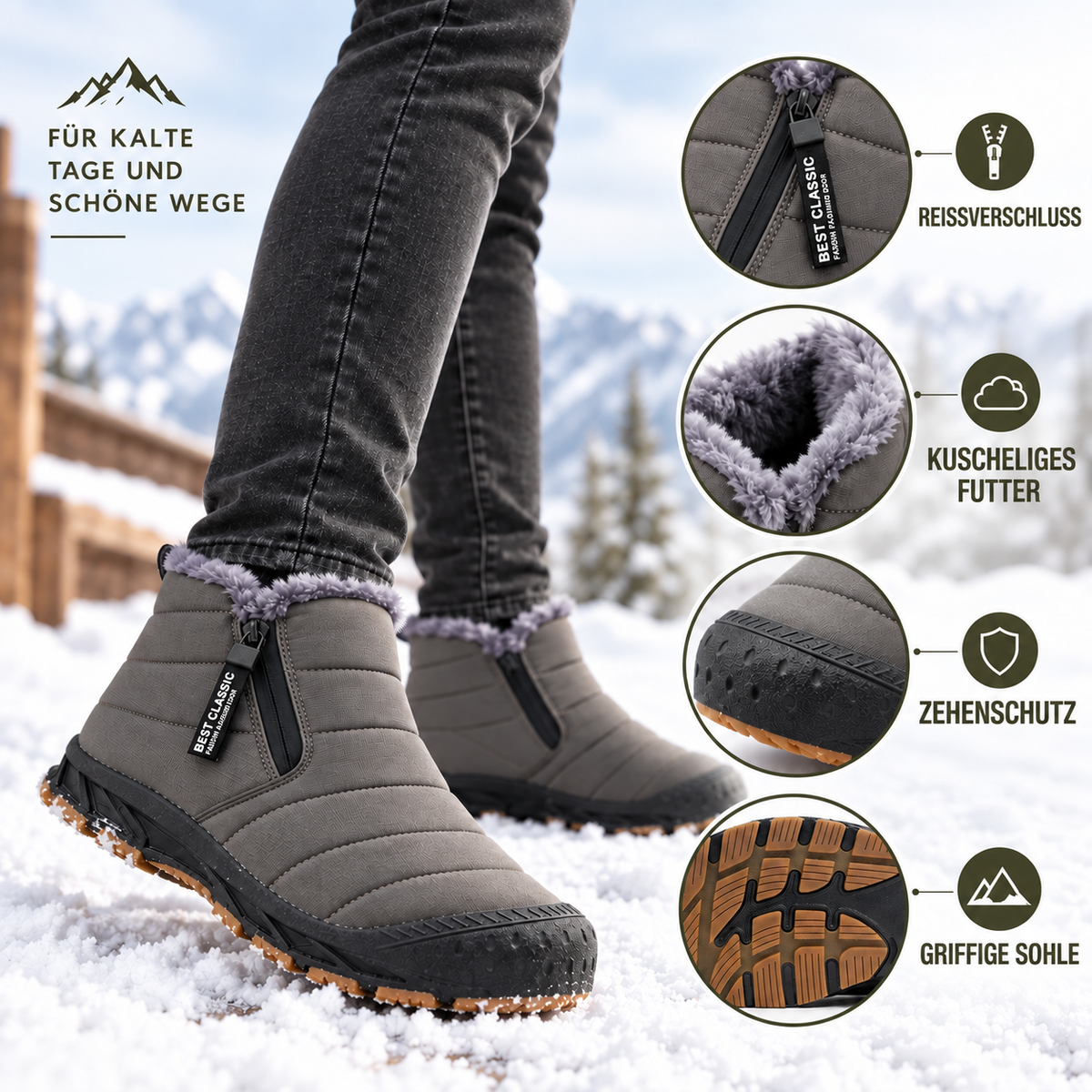 Camp Basel | Winterstiefel wasserabweisend mit Fleecefutter