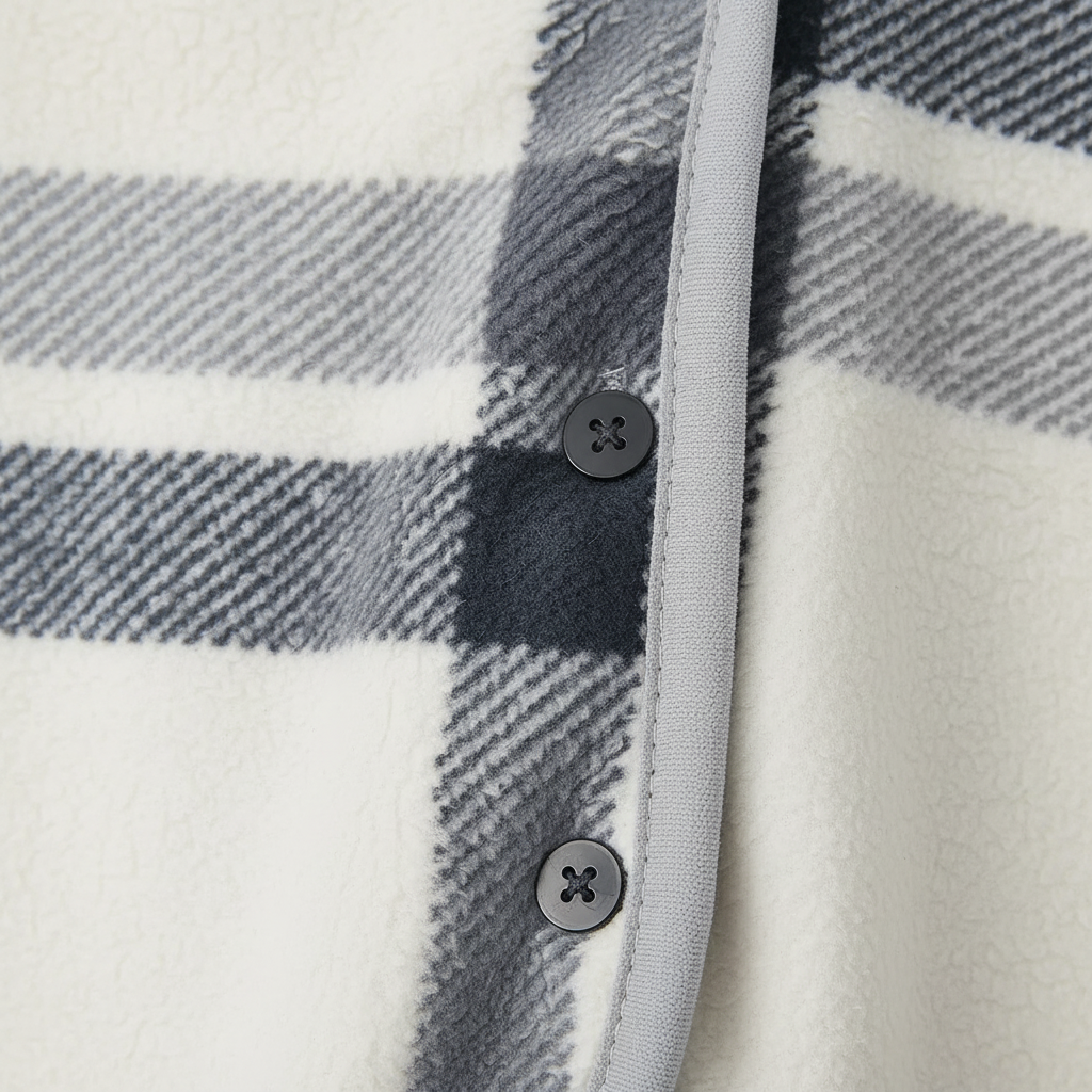 Tragbare Flanell-Decke mit Fleece-Futter und Knopfverschluss