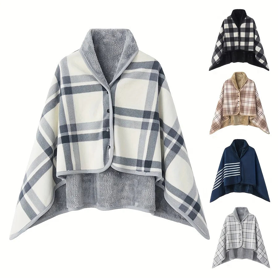 Tragbare Flanell-Decke mit Fleece-Futter und Knopfverschluss
