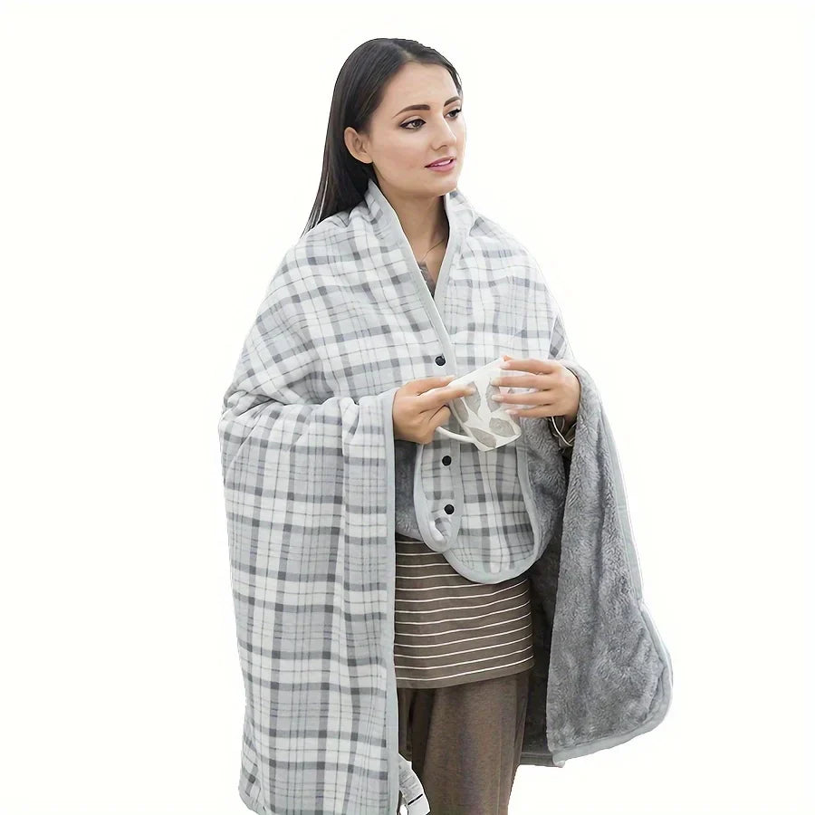 Tragbare Flanell-Decke mit Fleece-Futter und Knopfverschluss