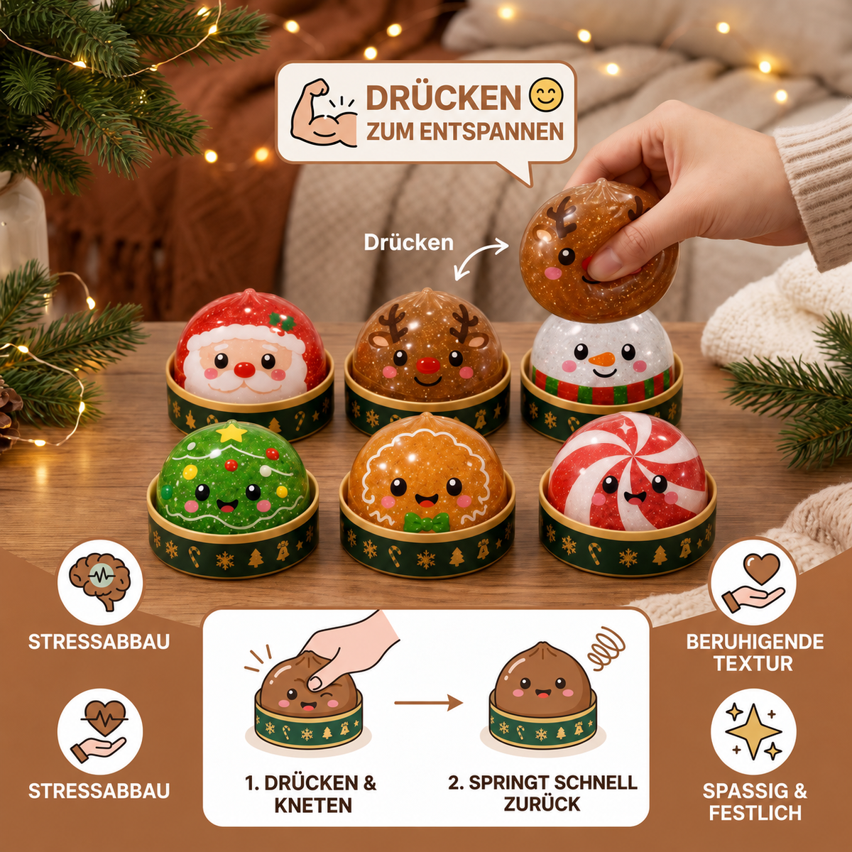 Camp Basel | Weihnachts-Dumpling Squishy Anti-Stress-Spielzeug-Set