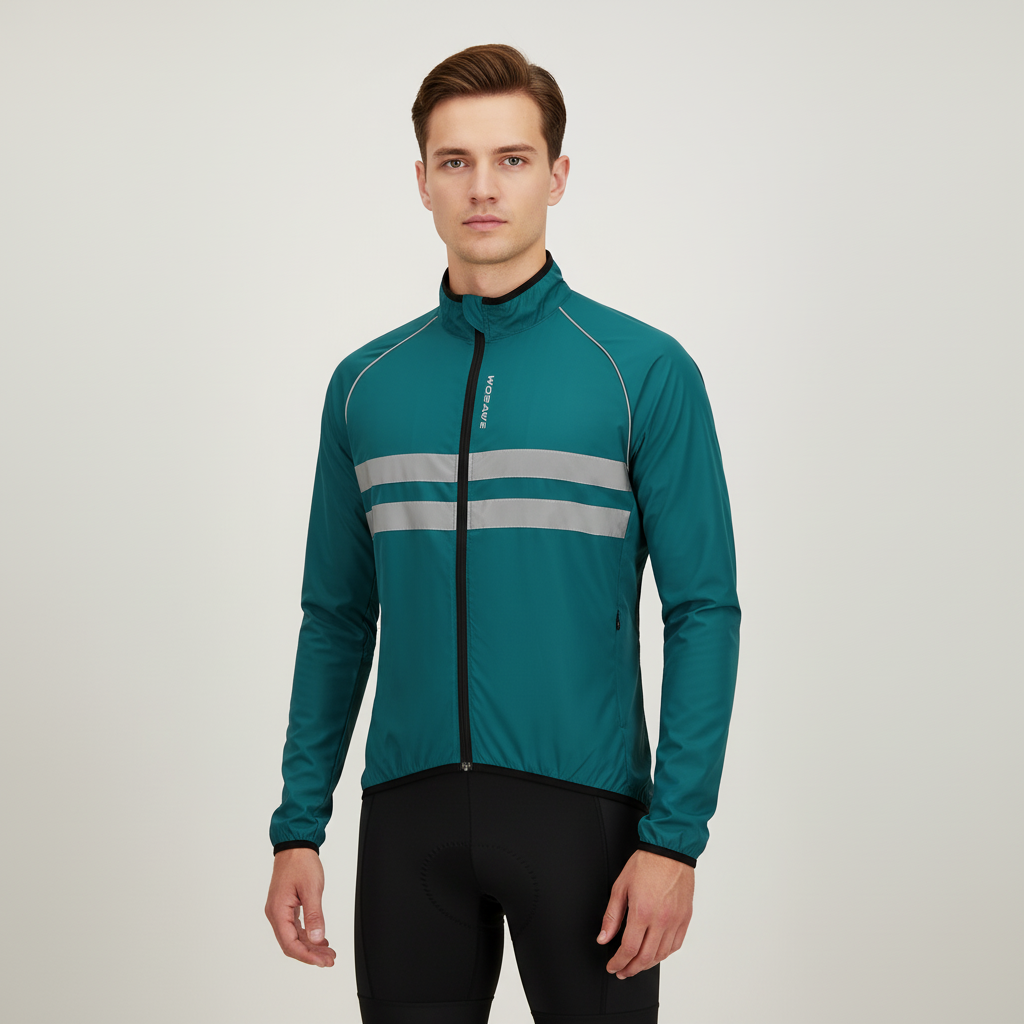 Leichte Rennrad-Windjacke mit reflektierenden Bändern windundurchlässig