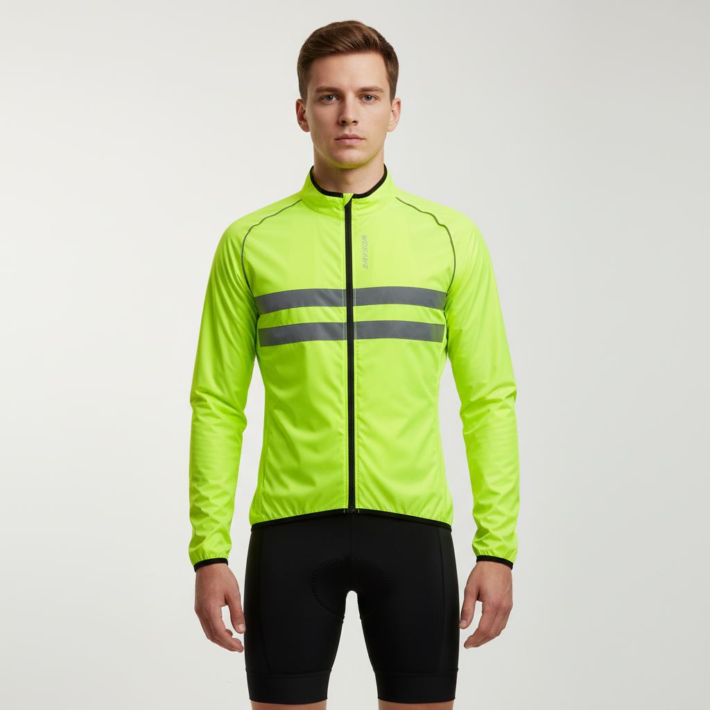 Leichte Rennrad-Windjacke mit reflektierenden Bändern windundurchlässig