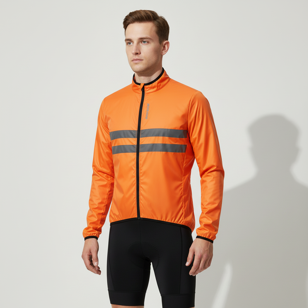 Leichte Rennrad-Windjacke mit reflektierenden Bändern windundurchlässig