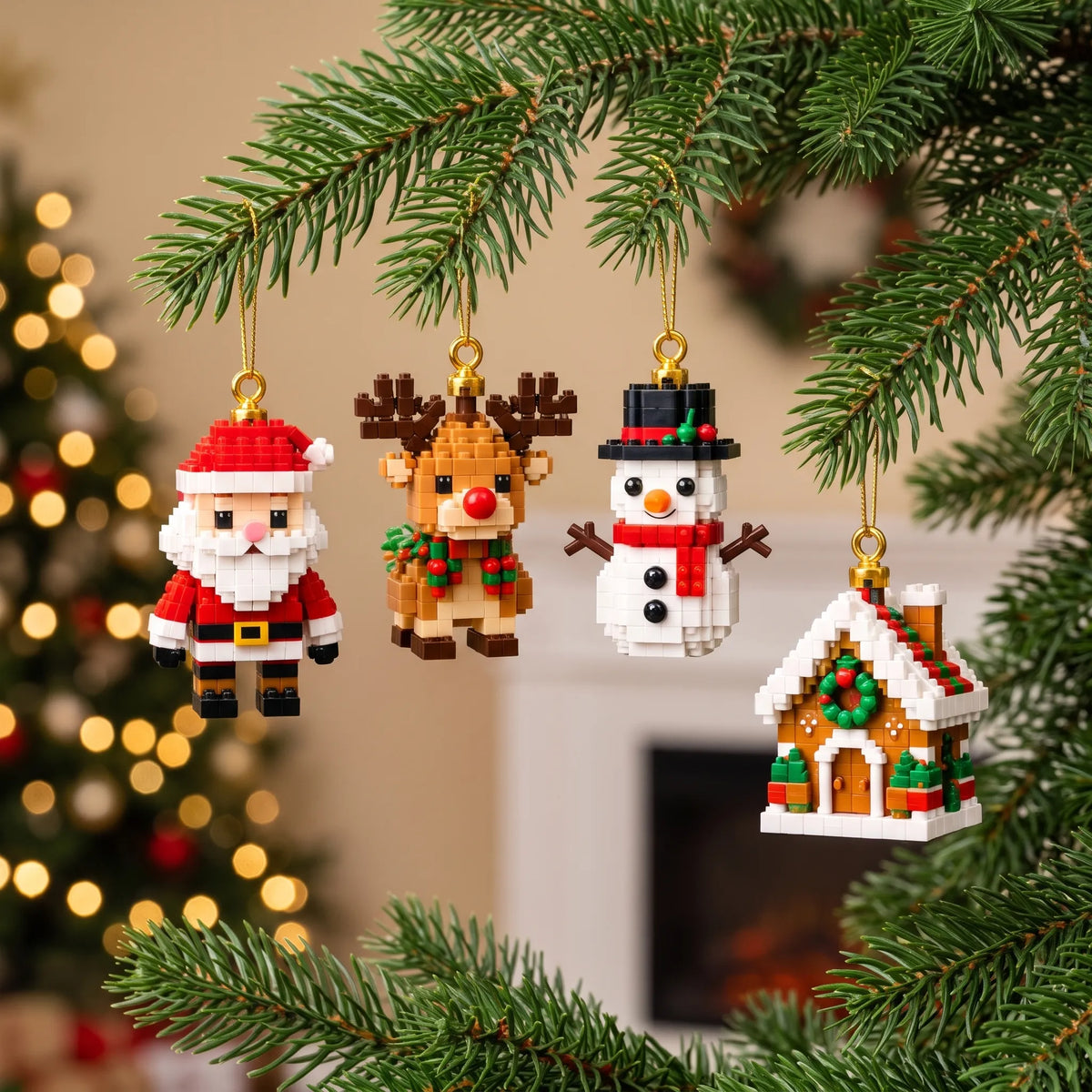 Nuvelia | Entspannter Mini-Weihnachtsdeko-Adventskalender mit 24 Tagen | 24 verschiedene Bausets zum Aufhängen mit Schlaufen