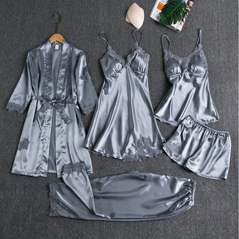 Rosanne Elegantes Fünfteiliges Pyjama-Set
