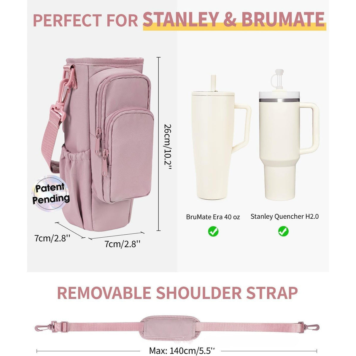 Wasserflaschen-Umhängetasche, Isolierte Wasserflaschen-Tasche Crossbody Wasserflasche Halter mit Gurt