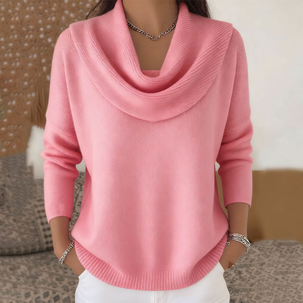 Damen Pullover mit Rollkragen in Relaxed-Passform aus Strick