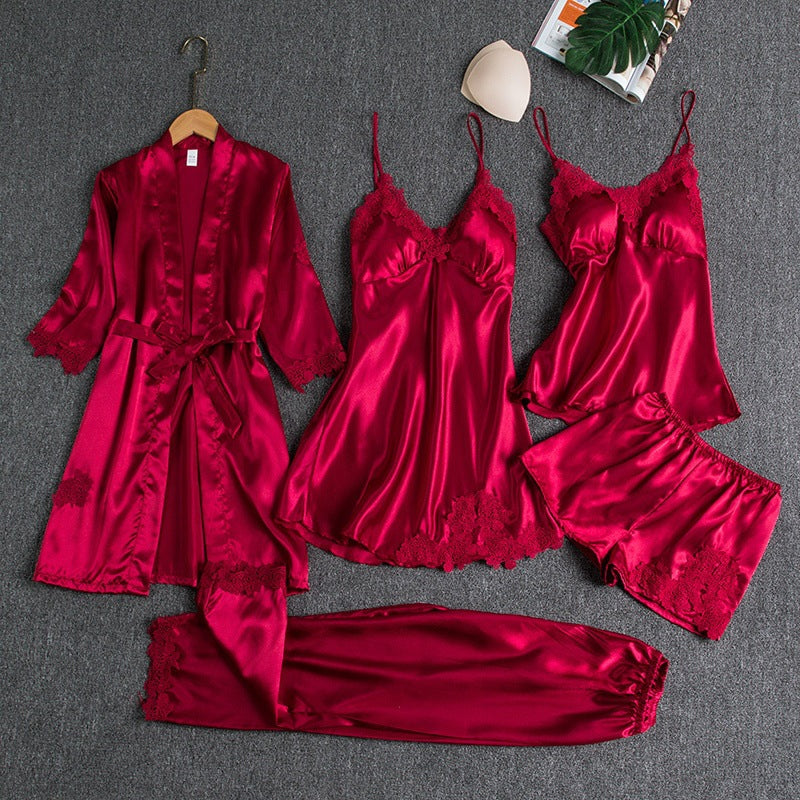 Rosanne Elegantes Fünfteiliges Pyjama-Set