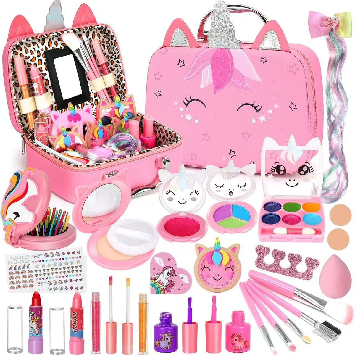 Umweltfreundliches und leicht abwaschbares Prinzessinnen-Makeup-Set für Kinder mit Kosmetiktasche