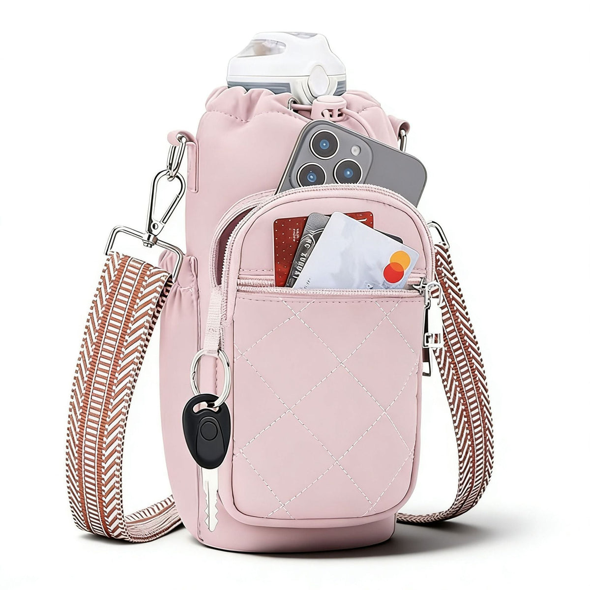 Wasserflaschen-Umhängetasche, Isolierte Wasserflaschen-Tasche Crossbody Wasserflasche Halter mit Gurt