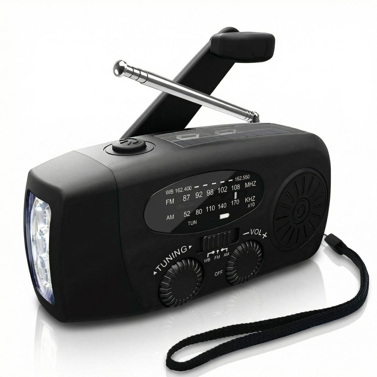 Notfall-Handkurbel-Radio - Solar- und USB-aufladbares Wetter-Radio mit Taschenlampe für Camping und Outdoor-Nutzung