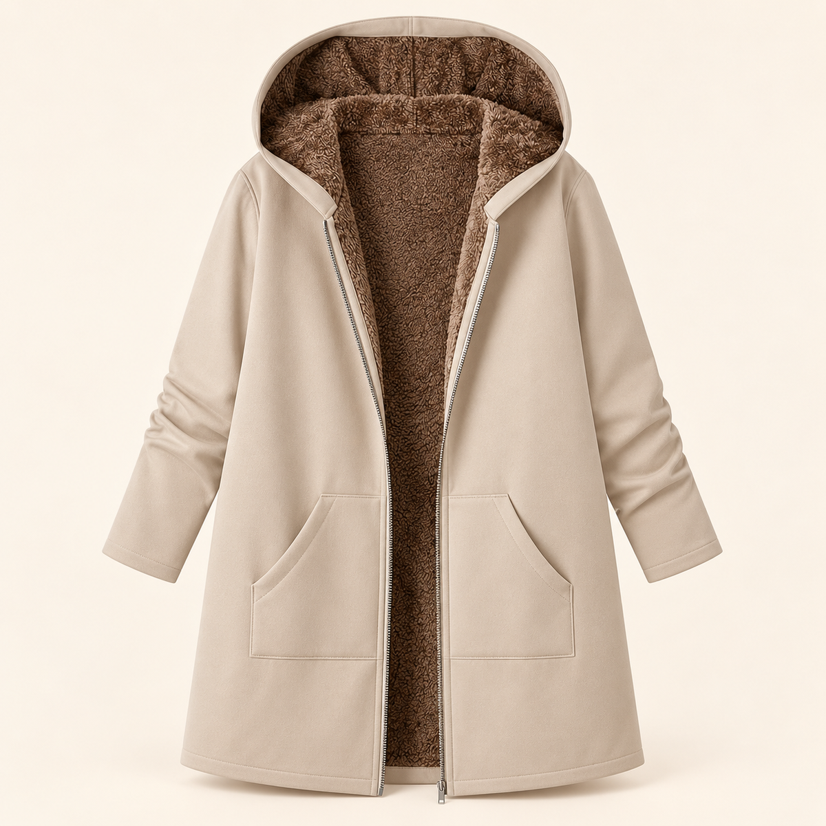 Warmer Kapuzenmantel mit weichem Sherpa-Futter