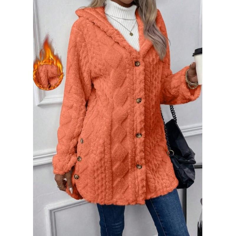 Damen Kapuzen Doppelseitige Fleece Strickjacke Langarm Lässig Warm Oberbekleidung