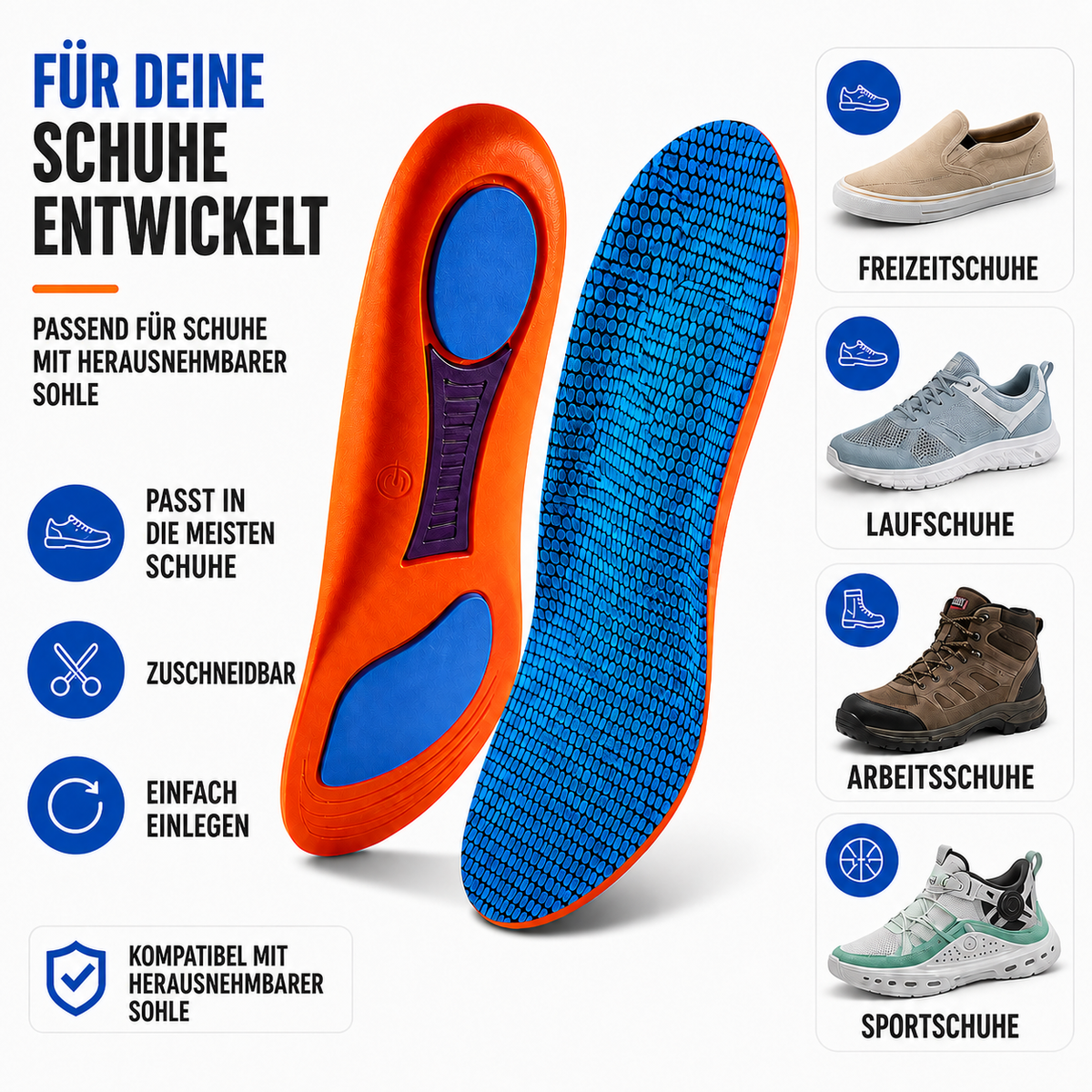 Orthopädische Einlagen | Stützsohlen für Fersensporn und Plattfüße