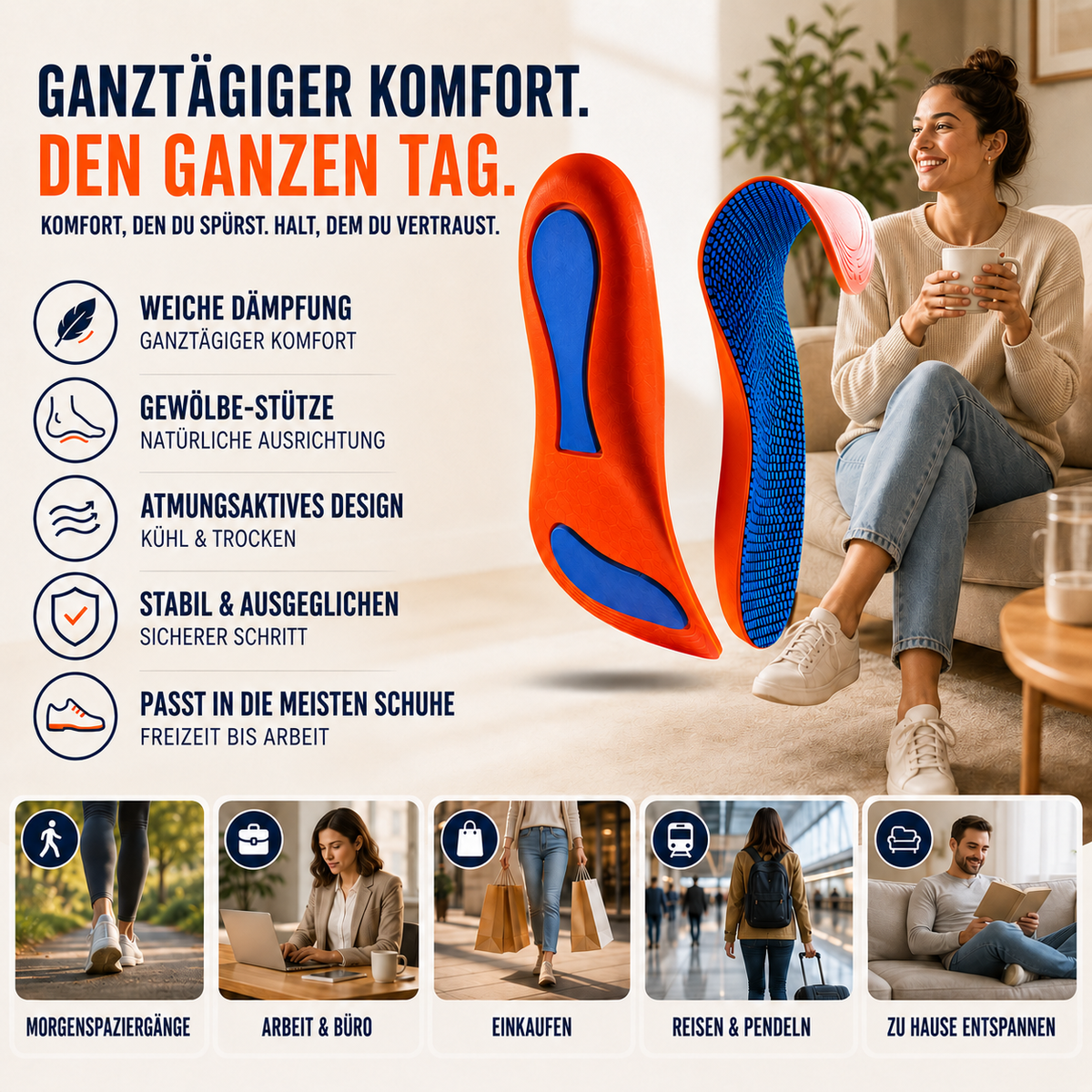 Orthopädische Einlagen | Stützsohlen für Fersensporn und Plattfüße