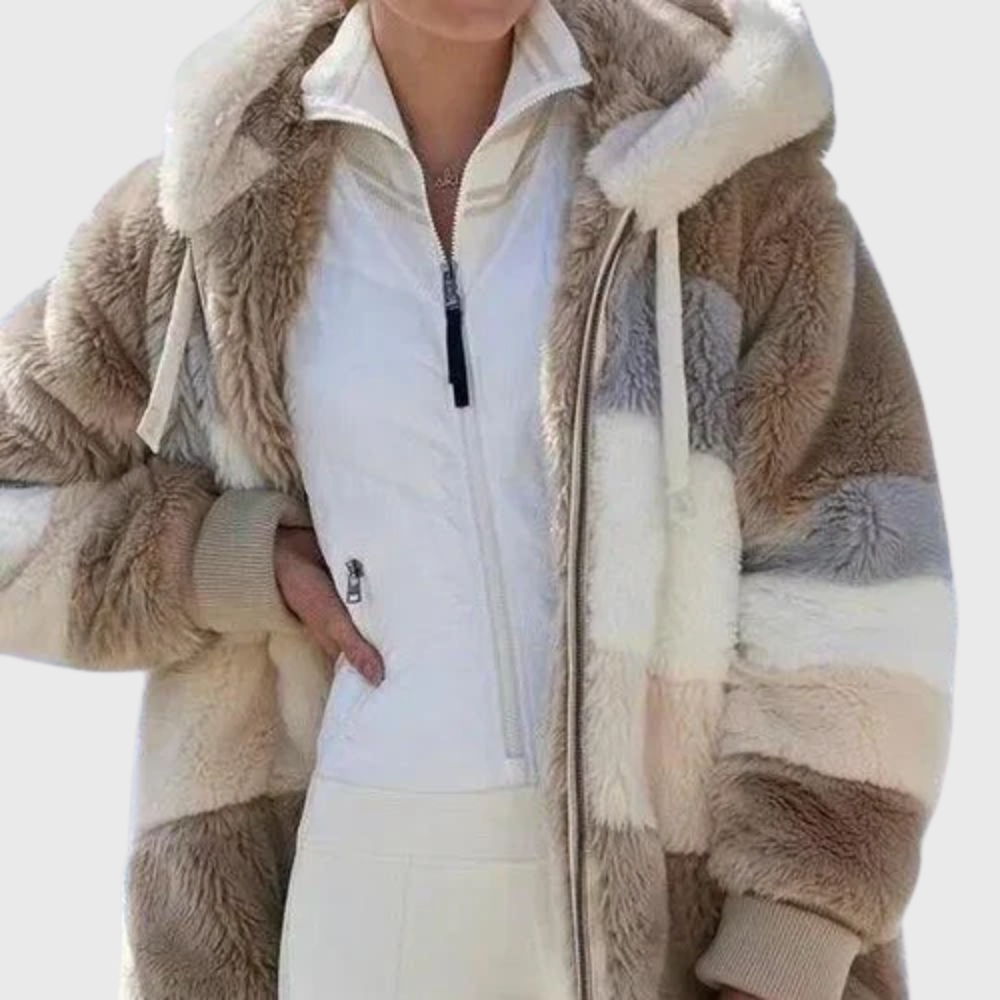 Elegante mehrfarbige warme Pufferjacke