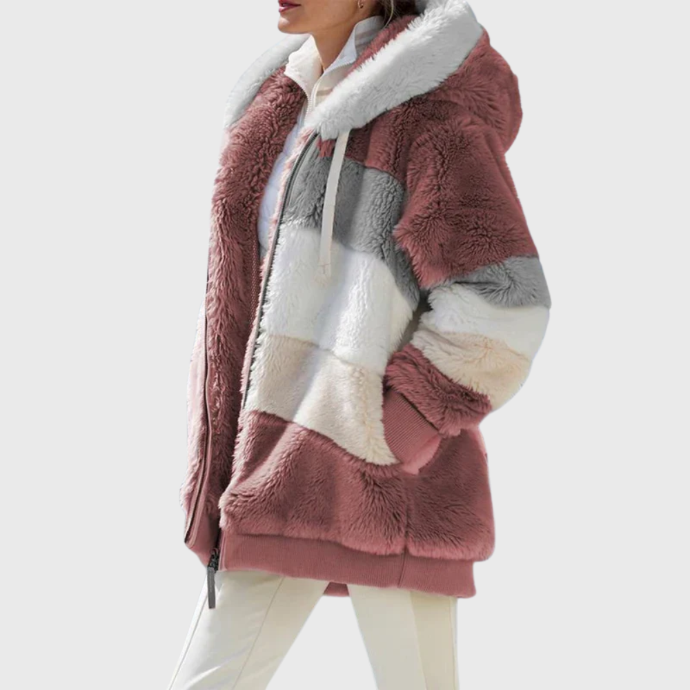 Elegante mehrfarbige warme Pufferjacke