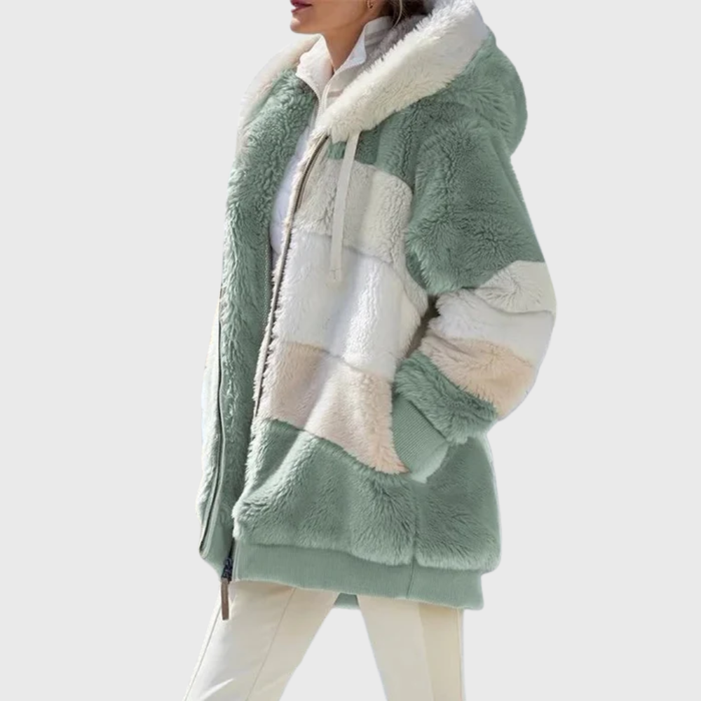 Elegante mehrfarbige warme Pufferjacke