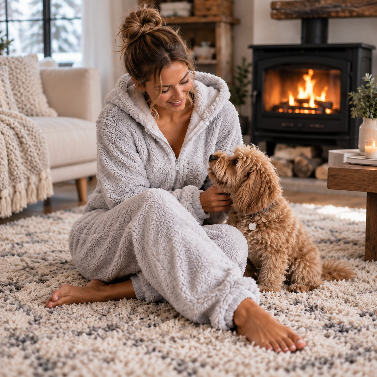 Camp Basel | CozyLuxe Einteiler Fleece-Pyjama mit Reißverschluss