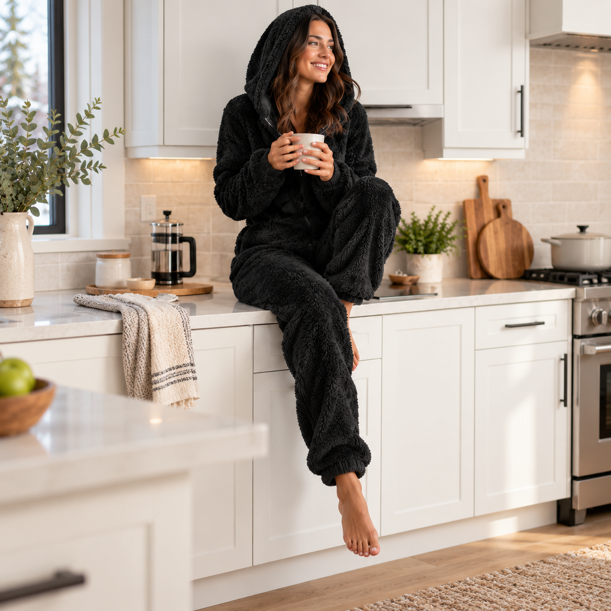 Camp Basel | CozyLuxe Einteiler Fleece-Pyjama mit Reißverschluss