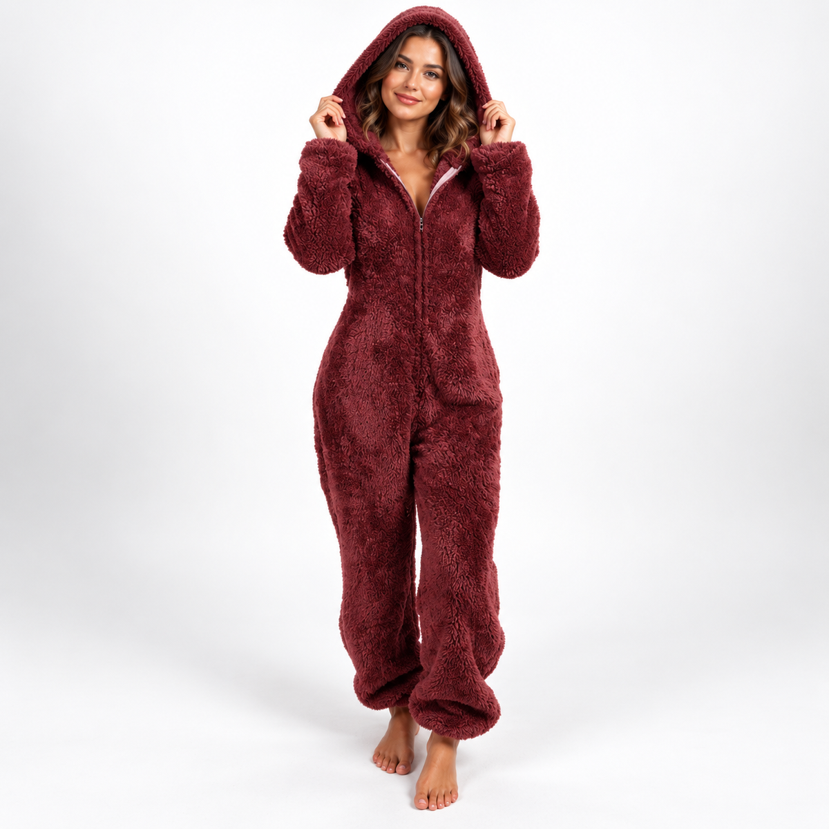 Camp Basel | CozyLuxe Einteiler Fleece-Pyjama mit Reißverschluss