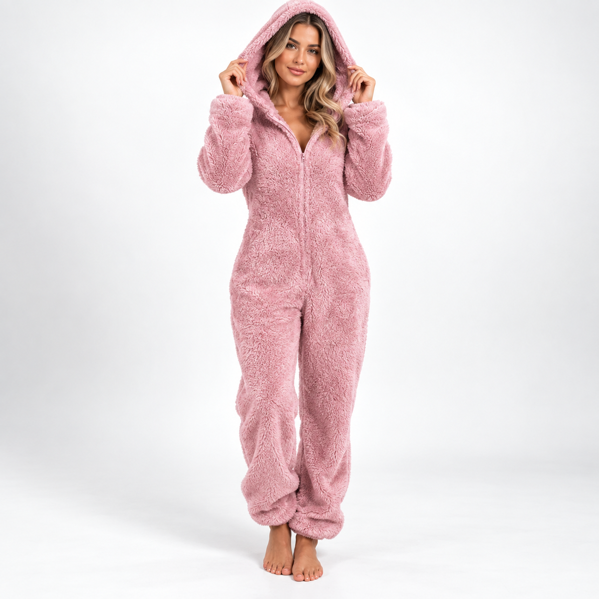 Camp Basel | CozyLuxe Einteiler Fleece-Pyjama mit Reißverschluss