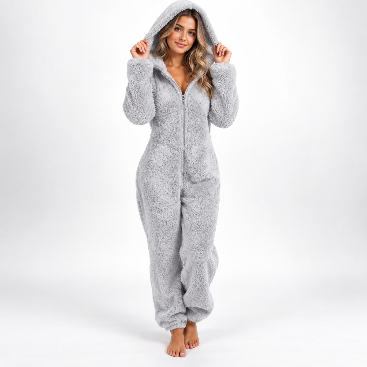 Camp Basel | CozyLuxe Einteiler Fleece-Pyjama mit Reißverschluss