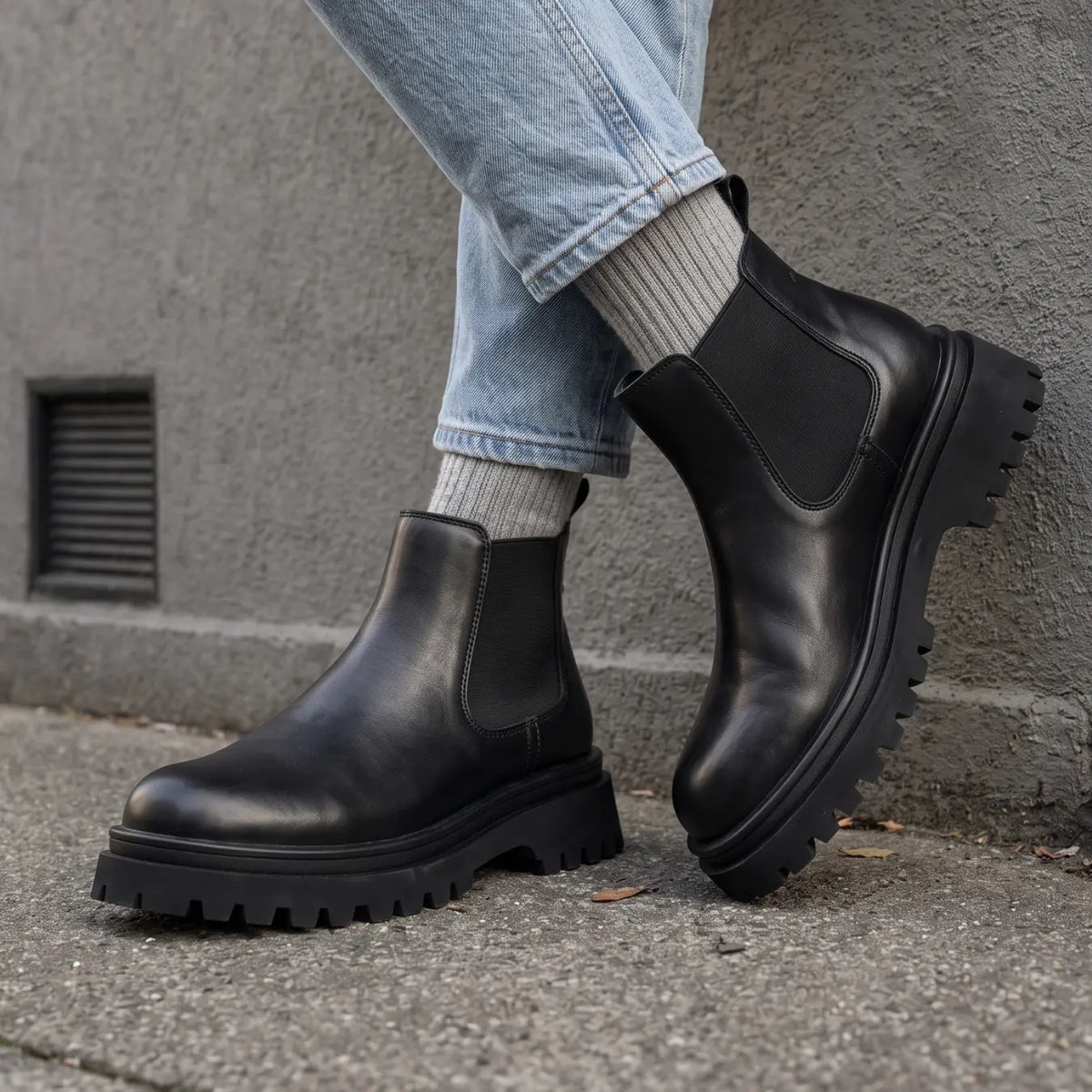 9cm Elevator Chelsea Boots mit Chunky Lug Sohle
