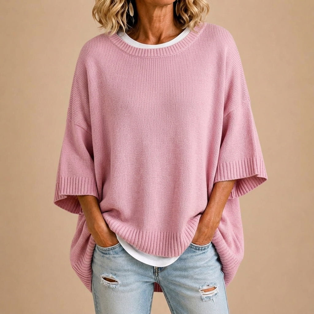 Poncho aus Strickstoff mit weitem Schnitt und klarer Linie